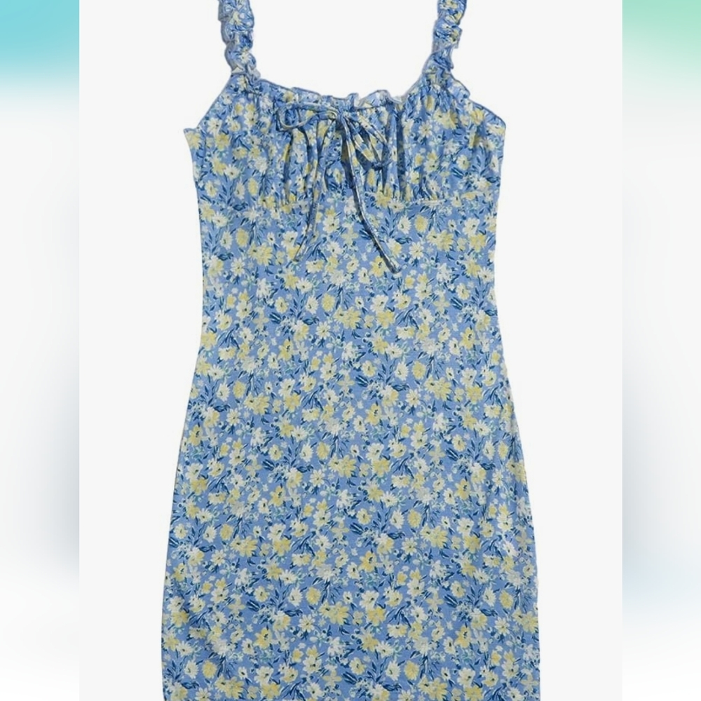 Blue flower print dress